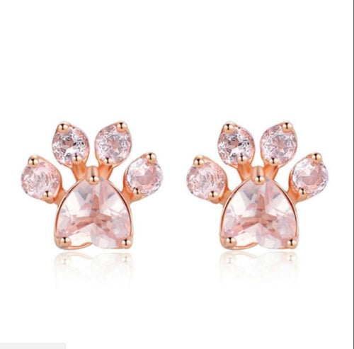 Earrings Crystal cat paw earrings