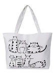 Bags / Purse - Grey or Cream Cartoon Cat Tote